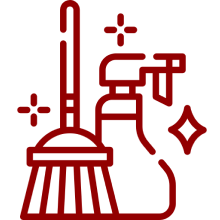 Broom and spray bottle icon
