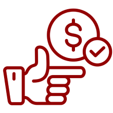 Hand pointing to dollar sign icon