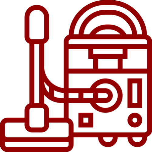 Red vacuum cleaner illustration on black