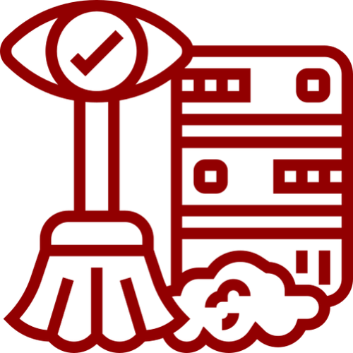 Data protection symbol with eye and broom