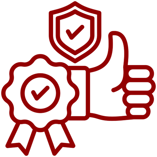 Quality assurance icon with thumbs up