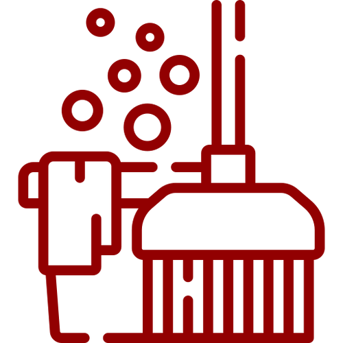 Cleaning supplies icon with bubbles.